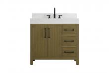 Elegant VF60636MCB-BS - 36 inch Single Bathroom Vanity In Chestnut Brown with backsplash