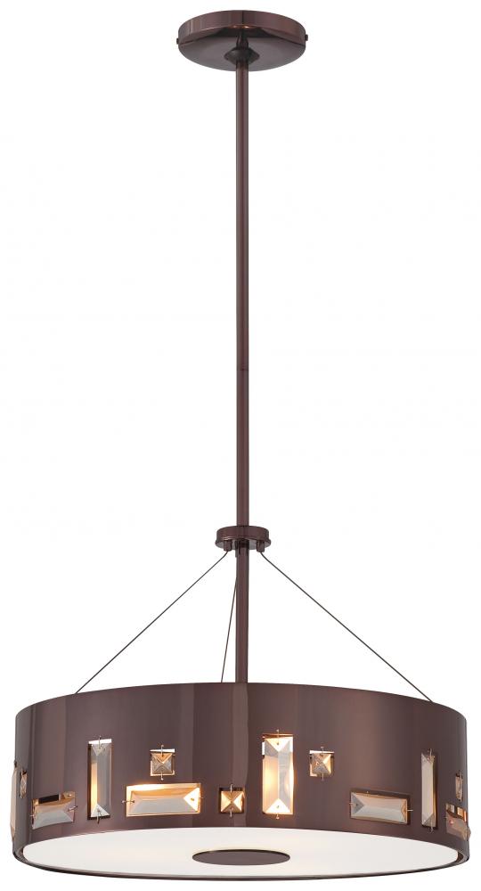 Four Light Chocolate Chrome  Drum Shade Pendant