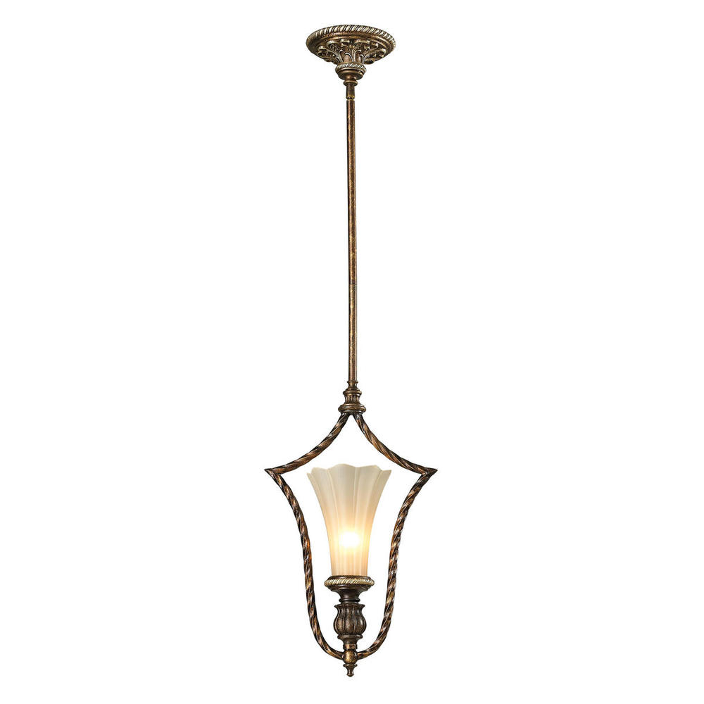 Allesandria 1-Light Mini Pendant in Burnt Bronze and Weathered Gold Leaf