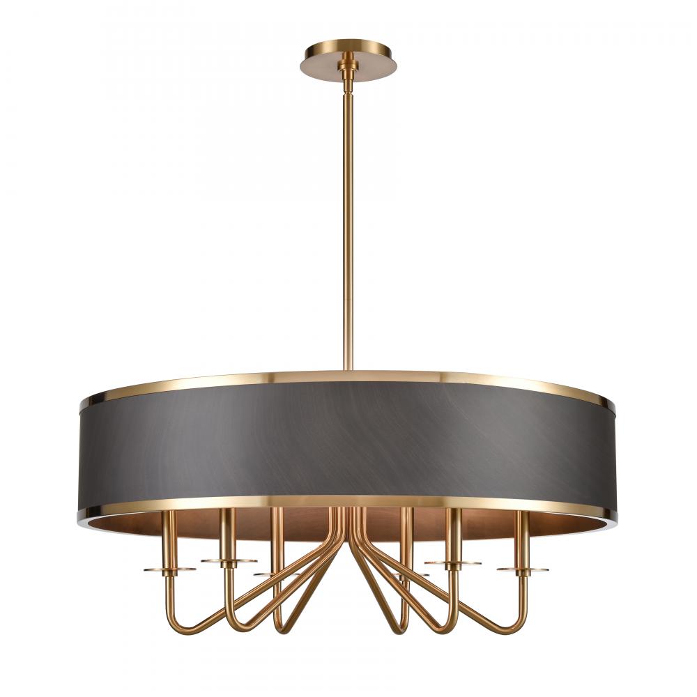 Engel 30'' Wide 6-Light Chandelier - Satin Brass with Ebony