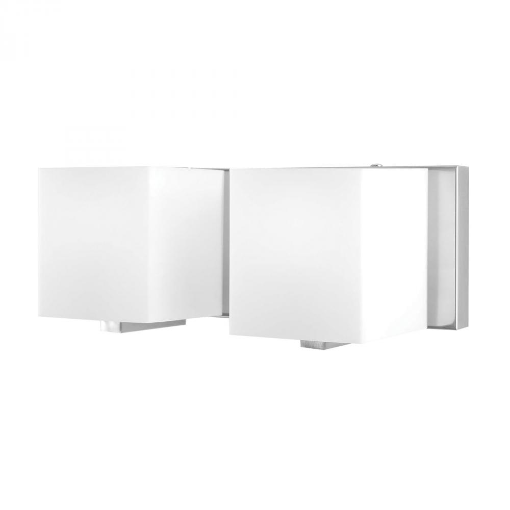 Borg Vanity - 2 light w/lamps. White Opal glass / Chrome finish..