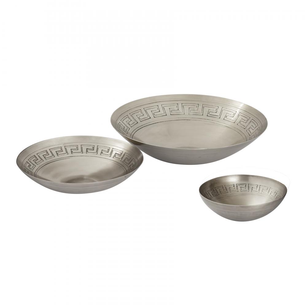 Greek Key Bowl - Set of 3 Nickel